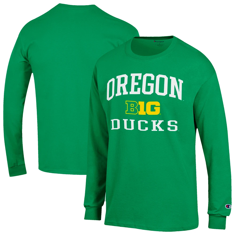Men's Champion Green Oregon Ducks Big Ten Long Sleeve T-Shirt