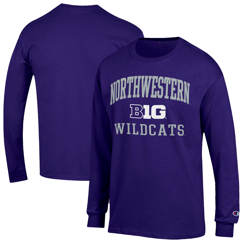 Men's Champion Purple Northwestern Wildcats Big Ten Long Sleeve T-Shirt