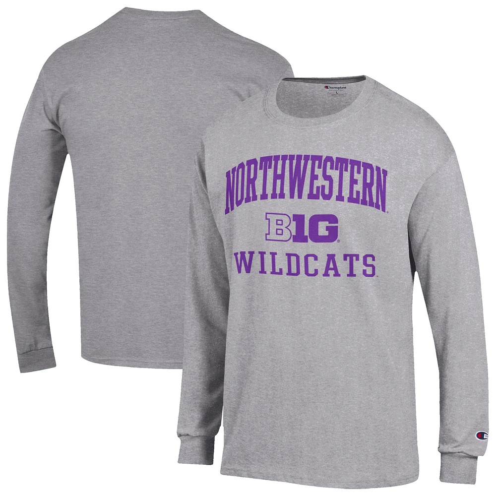 Men's Champion Gray Northwestern Wildcats Big Ten Long Sleeve T-Shirt