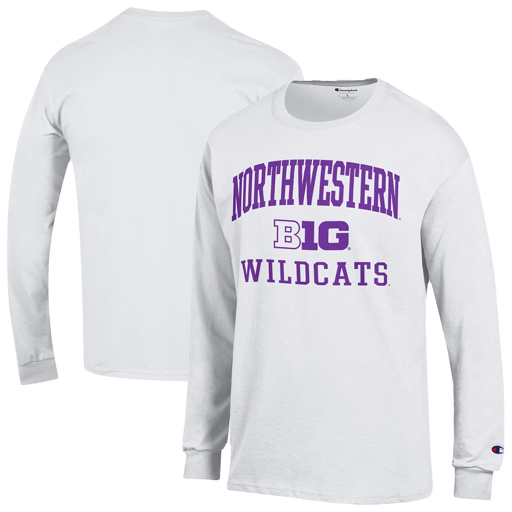 Men's Champion White Northwestern Wildcats Big Ten Long Sleeve T-Shirt