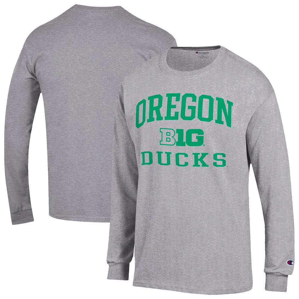 Men's Champion Gray Oregon Ducks Big Ten Long Sleeve T-Shirt