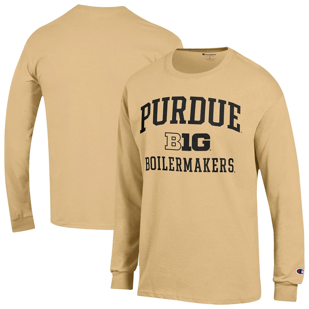 Men's Champion Gold Purdue Boilermakers Big Ten Long Sleeve T-Shirt
