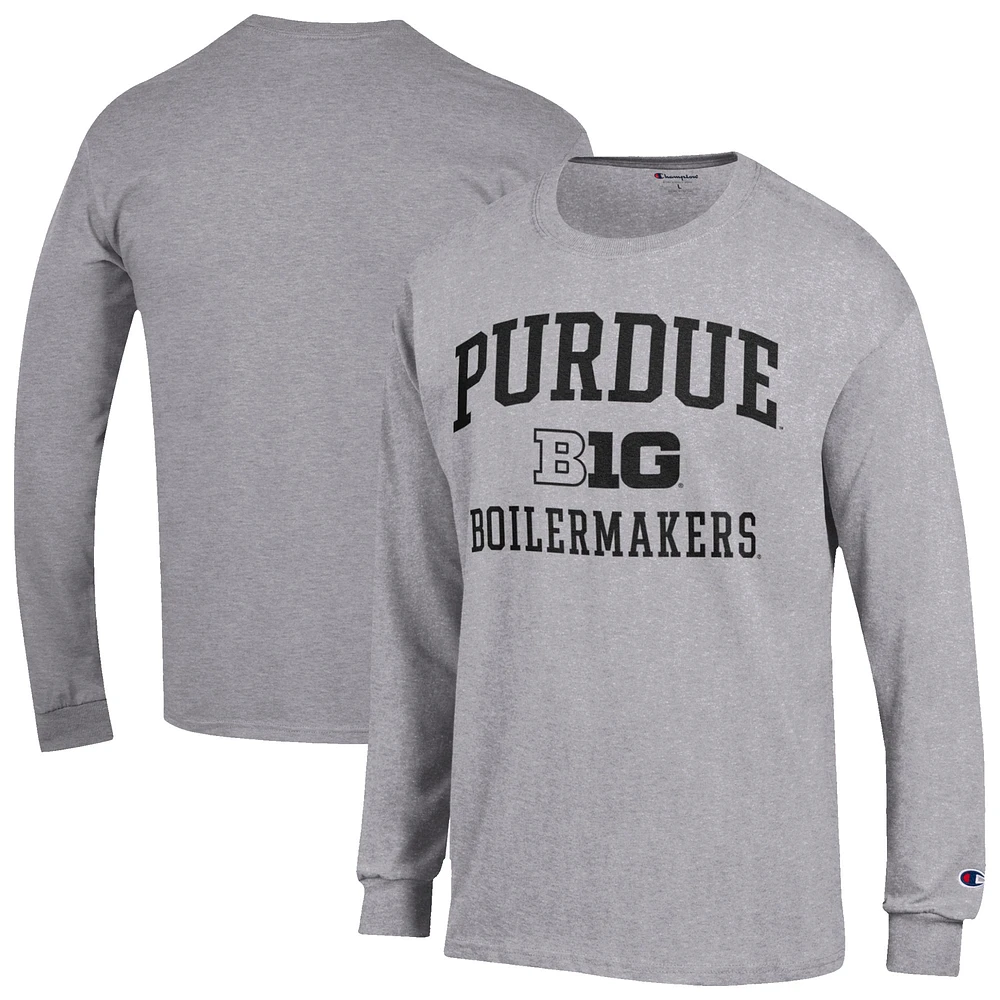 Men's Champion Gray Purdue Boilermakers Big Ten Long Sleeve T-Shirt