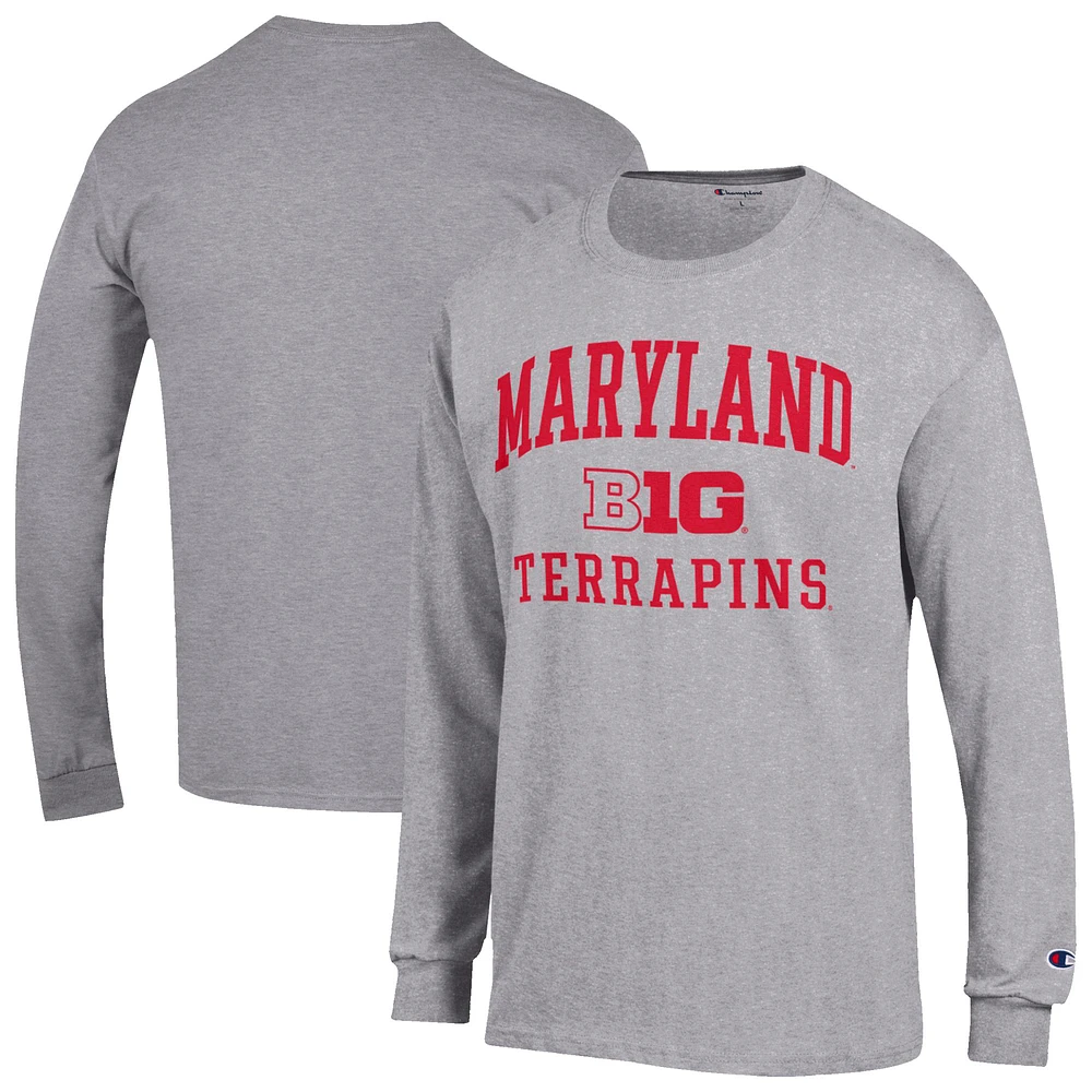 Men's Champion Gray Maryland Terrapins Big Ten Long Sleeve T-Shirt