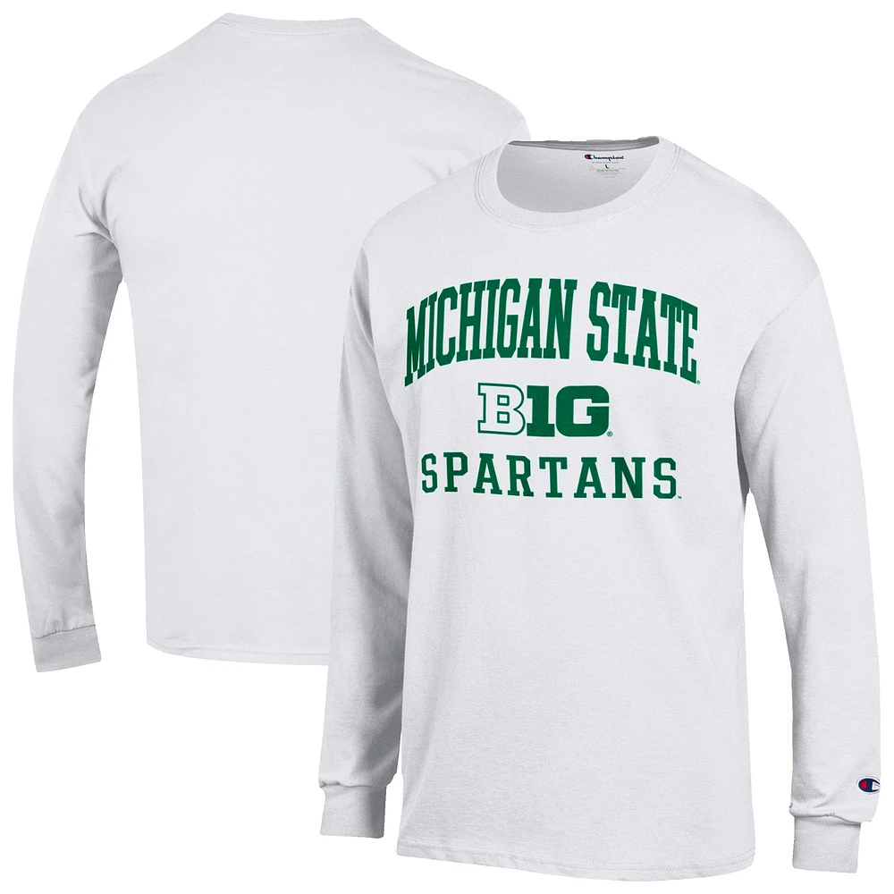 Men's Champion White Michigan State Spartans Big Ten Long Sleeve T-Shirt