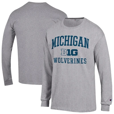 Men's Champion Gray Michigan Wolverines Big Ten Long Sleeve T-Shirt