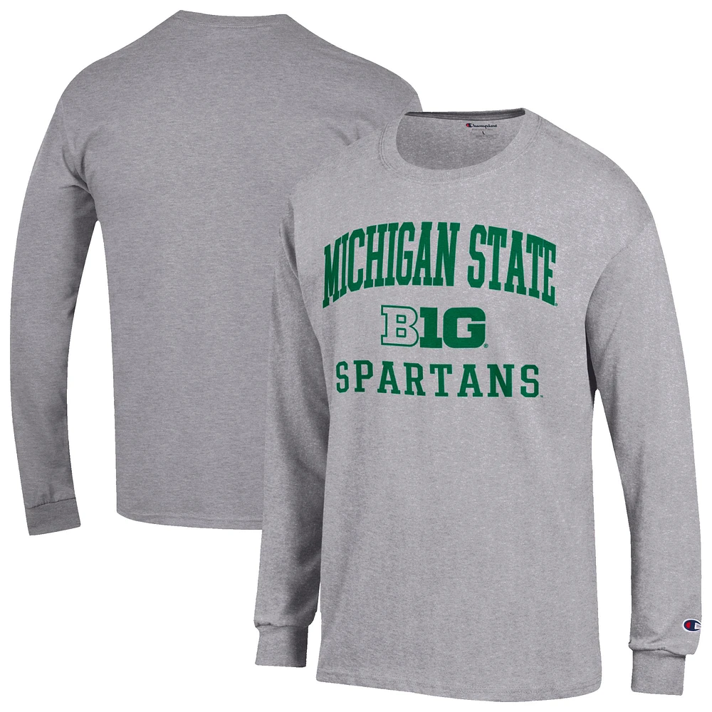 Men's Champion Gray Michigan State Spartans Big Ten Long Sleeve T-Shirt