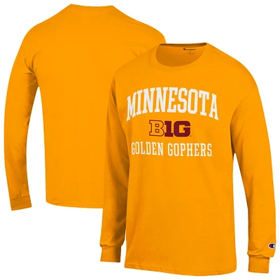 Men's Champion Gold Minnesota Golden Gophers Big Ten Long Sleeve T-Shirt
