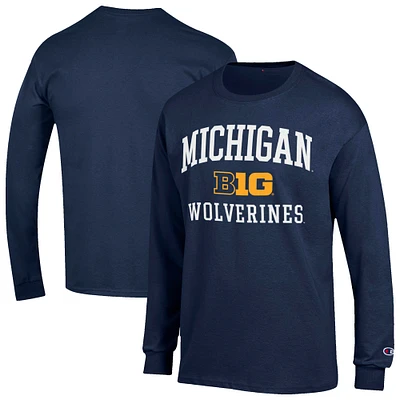 Men's Champion Navy Michigan Wolverines Big Ten Long Sleeve T-Shirt