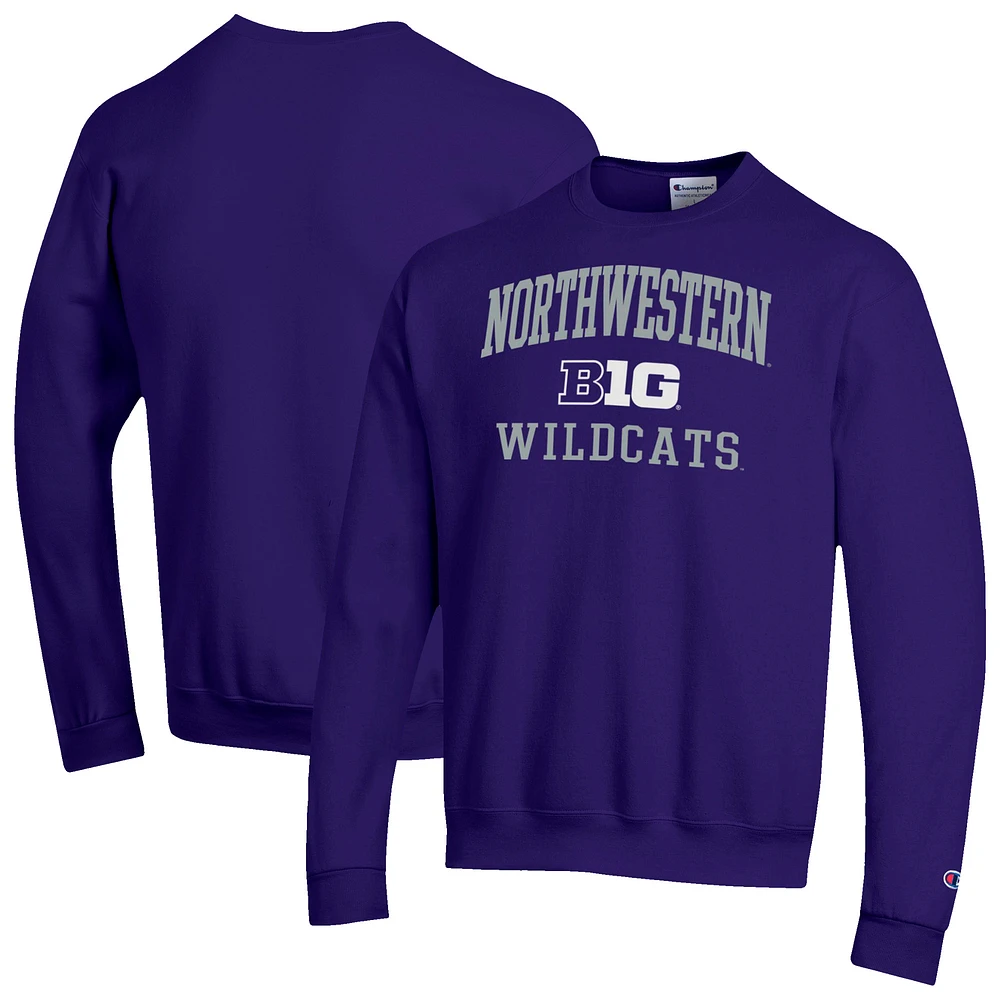 Men's Champion Northwestern Wildcats Big Ten Powerblend Pullover Sweatshirt