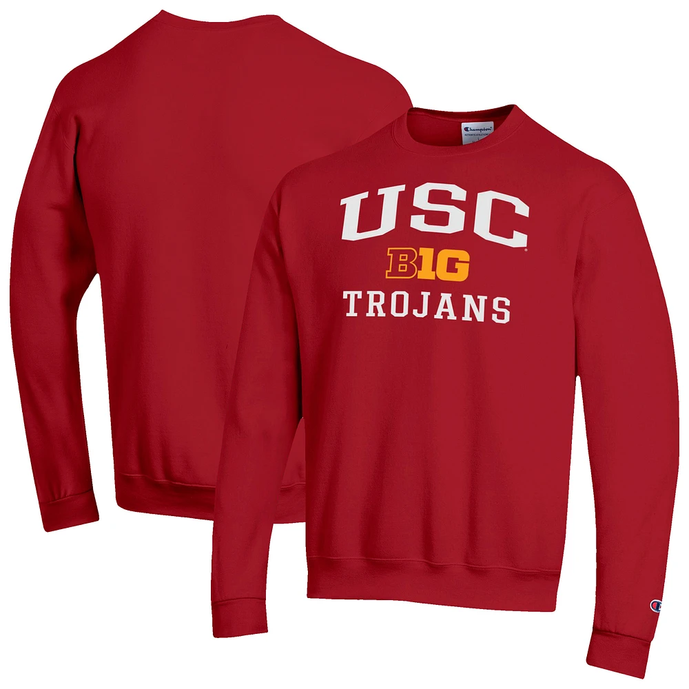 Men's Champion Cardinal USC Trojans Big Ten Powerblend Pullover Sweatshirt