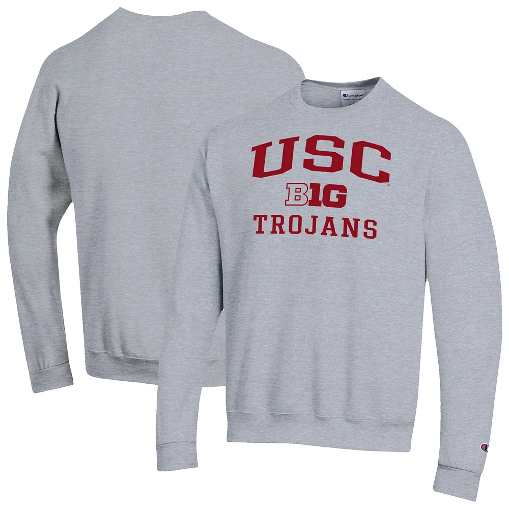 Men's Champion Gray USC Trojans Big Ten Powerblend Pullover Sweatshirt