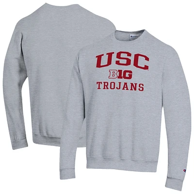 Men's Champion Gray USC Trojans Big Ten Powerblend Pullover Sweatshirt