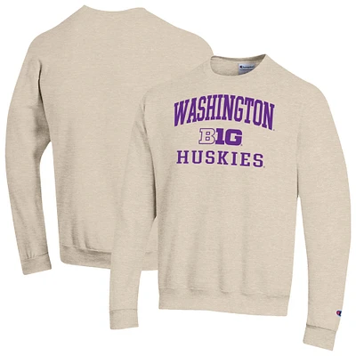 Men's Champion Khaki Washington Huskies Big Ten Powerblend Pullover Sweatshirt
