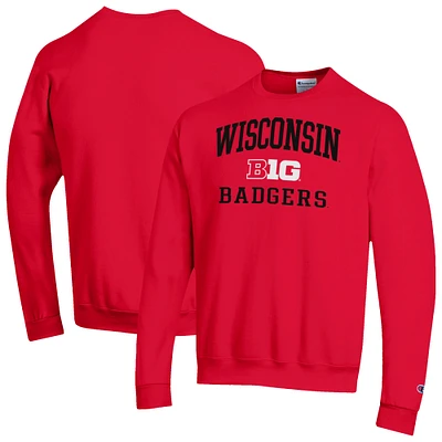 Men's Champion Wisconsin Badgers Big Ten Powerblend Pullover Sweatshirt