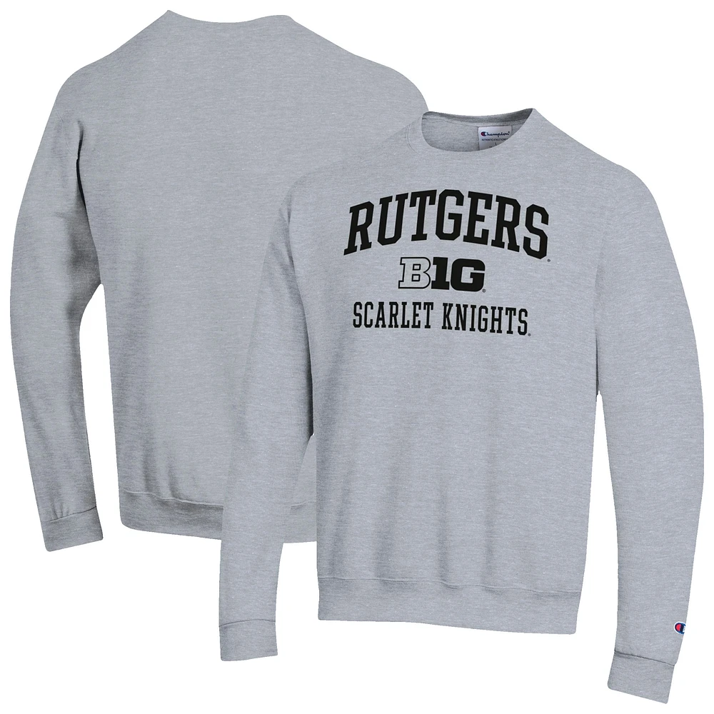 Men's Champion Gray Rutgers Scarlet Knights Big Ten Powerblend Pullover Sweatshirt