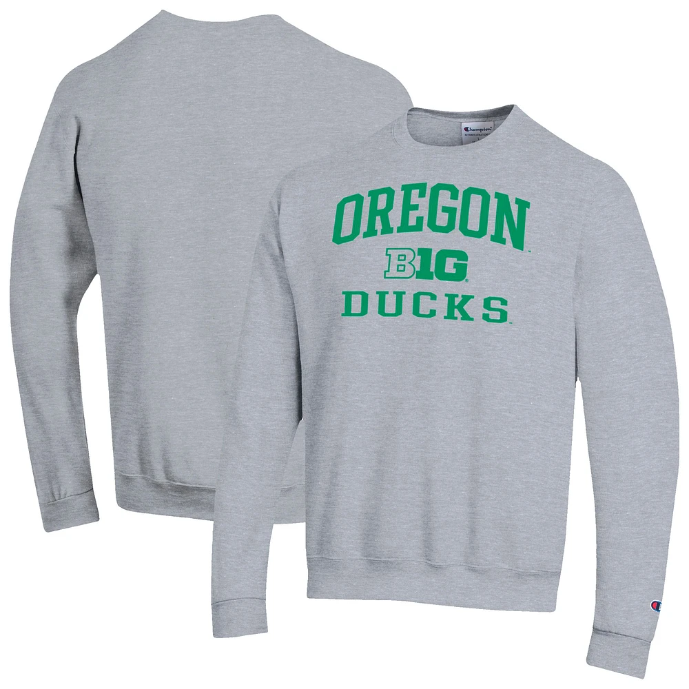 Men's Champion Gray Oregon Ducks Big Ten Powerblend Pullover Sweatshirt