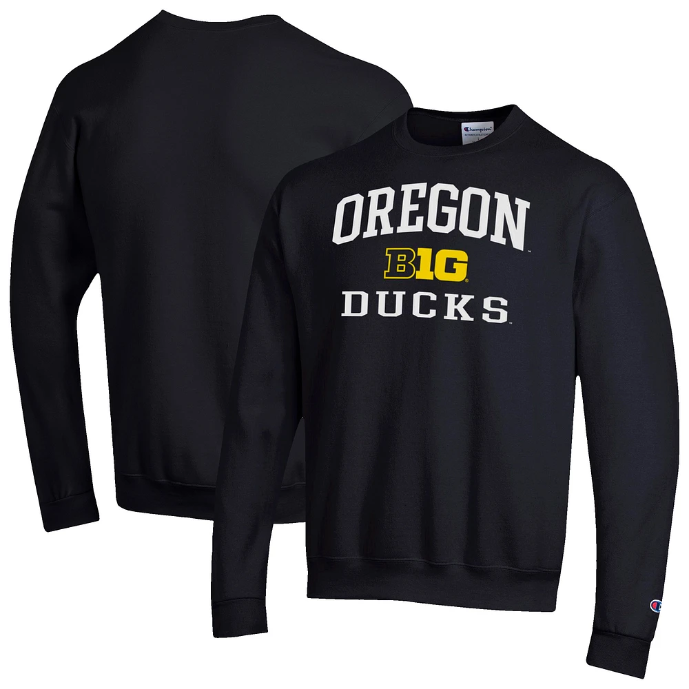 Men's Champion Black Oregon Ducks Big Ten Powerblend Pullover Sweatshirt