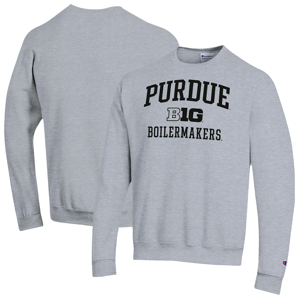 Men's Champion Gray Purdue Boilermakers Big Ten Powerblend Pullover Sweatshirt