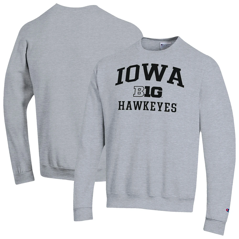 Men's Champion Gray Iowa Hawkeyes Big Ten Powerblend Pullover Sweatshirt