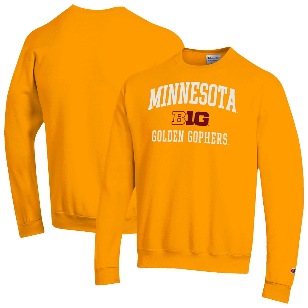 Men's Champion Gold Minnesota Golden Gophers Big Ten Powerblend Pullover Sweatshirt