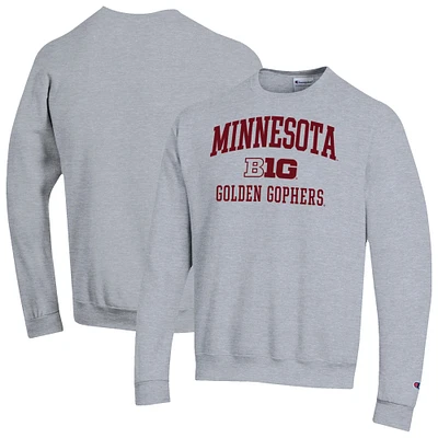 Men's Champion Gray Minnesota Golden Gophers Big Ten Powerblend Pullover Sweatshirt