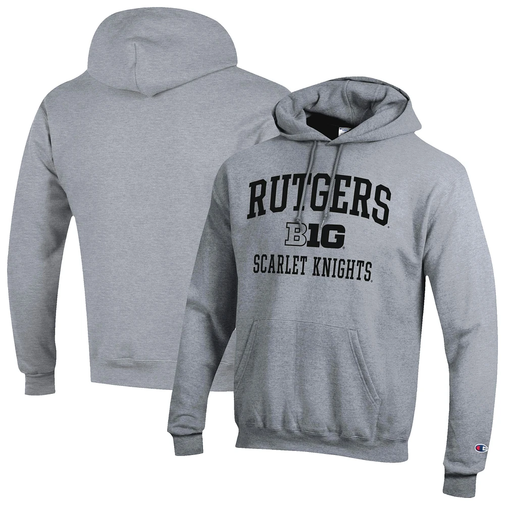 Men's Champion Gray Rutgers Scarlet Knights Big 10 Powerblend Pullover Hoodie