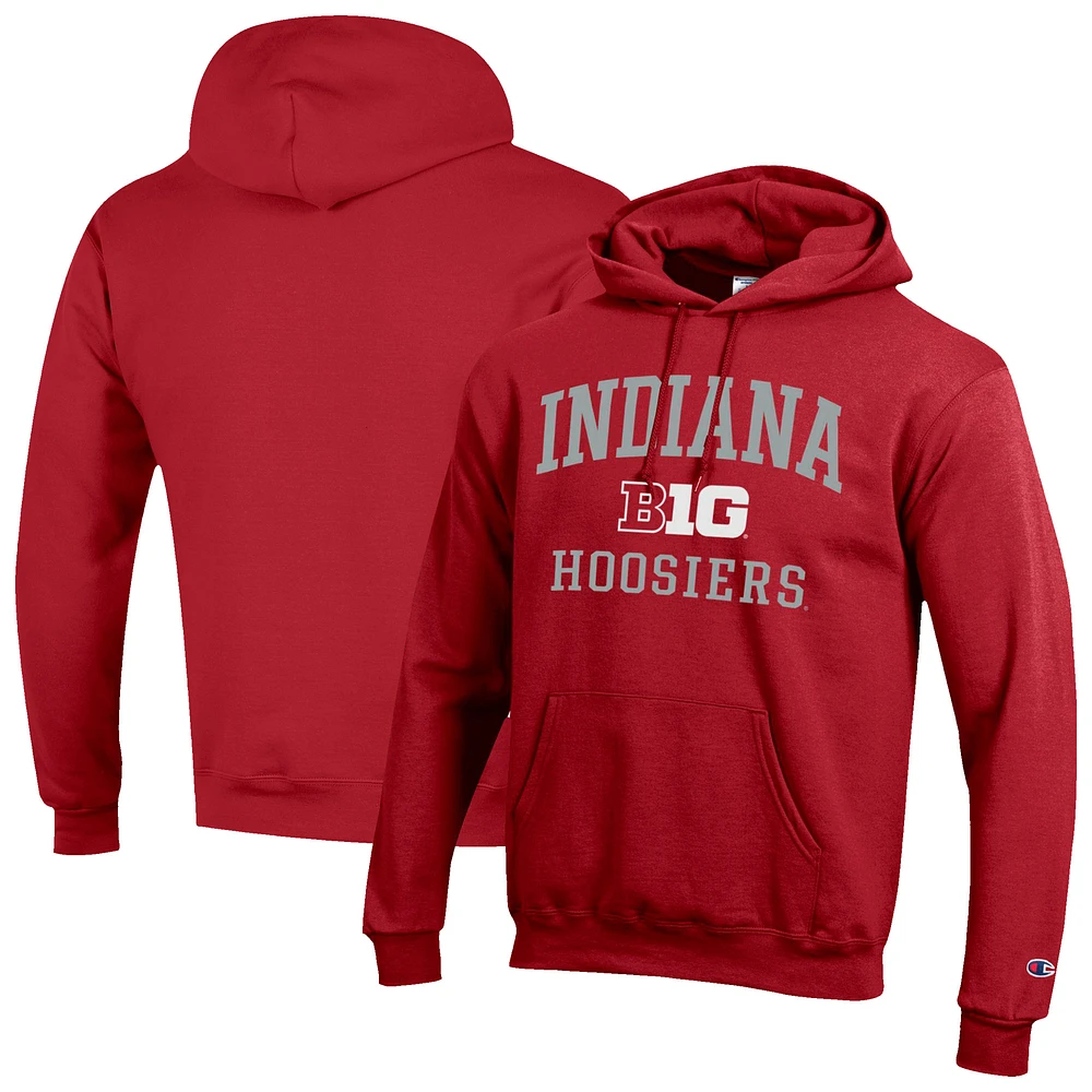 Men's Champion Crimson Indiana Hoosiers Big 10 Powerblend Pullover Hoodie