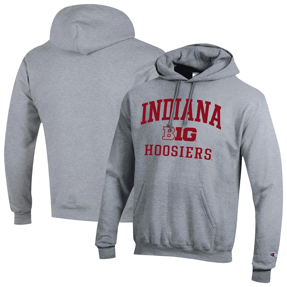 Men's Champion Gray Indiana Hoosiers Big 10 Powerblend Pullover Hoodie