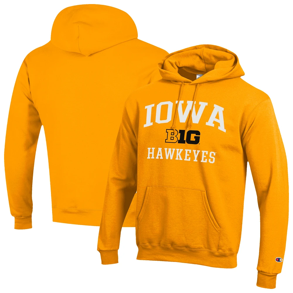 Men's Champion Gold Iowa Hawkeyes Big 10 Powerblend Pullover Hoodie