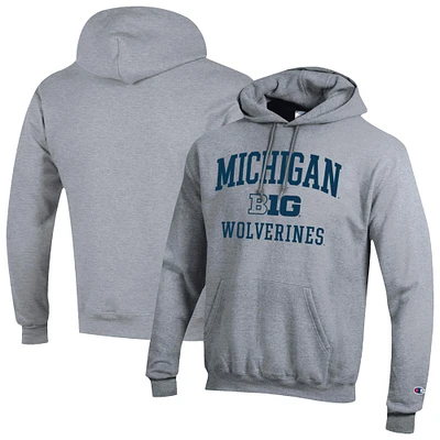 Men's Champion Gray Michigan Wolverines Big 10 Powerblend Pullover Hoodie