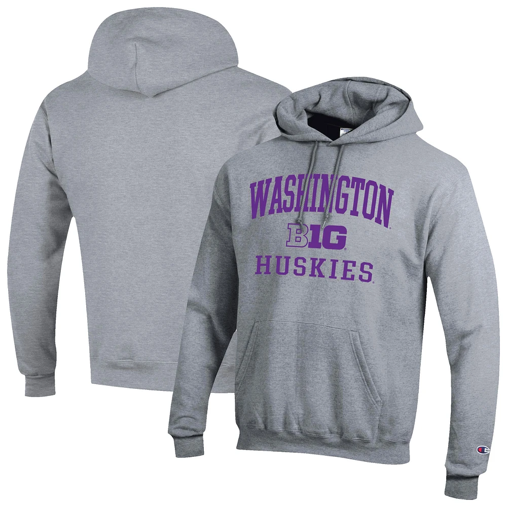 Men's Champion Gray Washington Huskies Big 10 Powerblend Pullover Hoodie