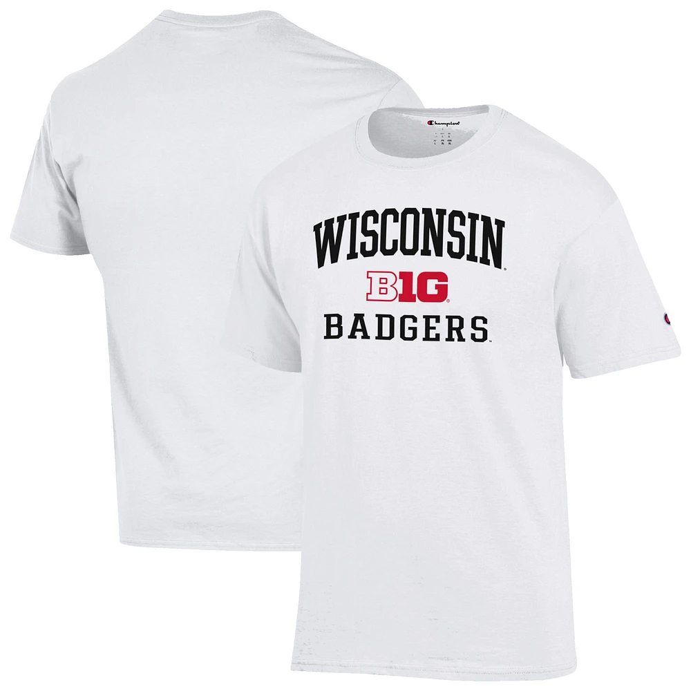 Men's Champion White Wisconsin Badgers Big Ten T-Shirt