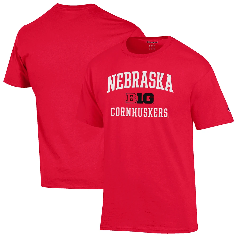 Men's Champion Scarlet Nebraska Huskers Big Ten T-Shirt