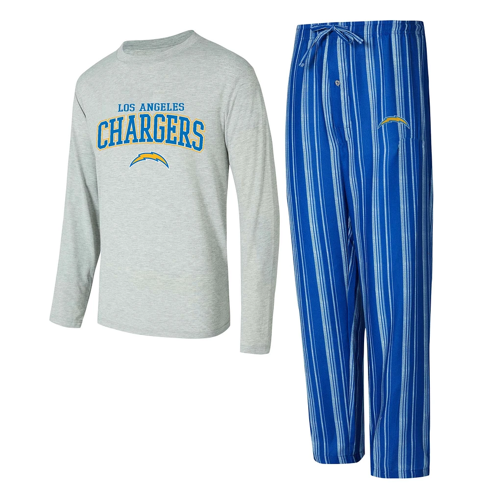 Men's Concepts Sport Los Angeles Chargers Petition Long Sleeve Top & Pants Sleep Set