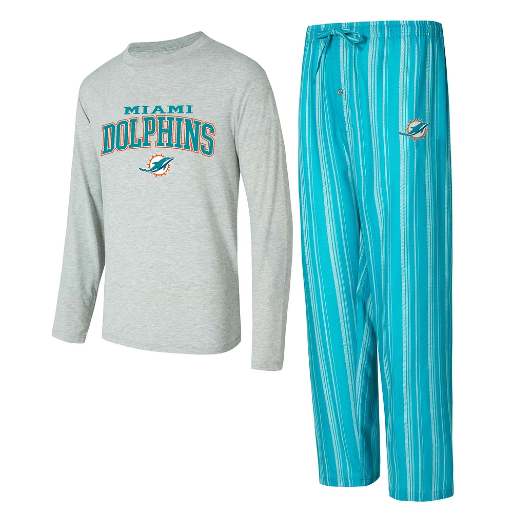 Men's Concepts Sport Miami Dolphins Petition Long Sleeve Top & Pants Sleep Set