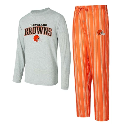 Men's Concepts Sport Cleveland Browns Petition Long Sleeve Top & Pants Sleep Set