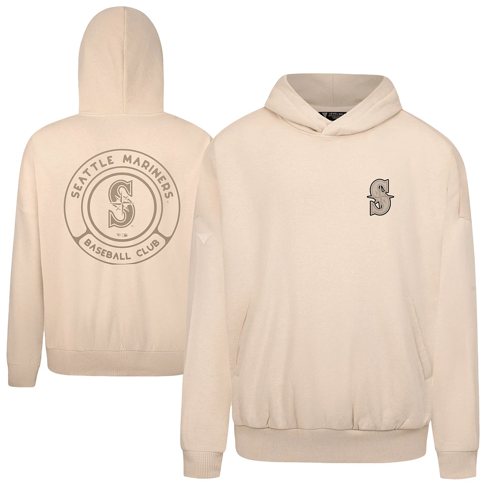 Men's Levelwear Khaki Seattle Mariners Contact Oversized Pullover Hoodie