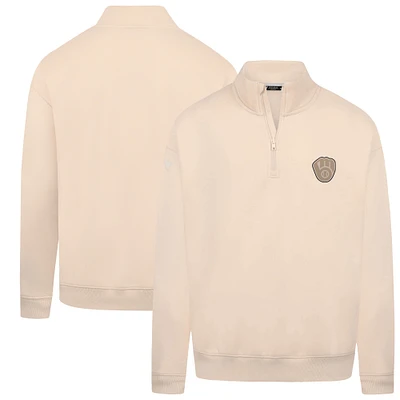Men's Levelwear Khaki Milwaukee Brewers Murray Quarter-Zip Sweatshirt