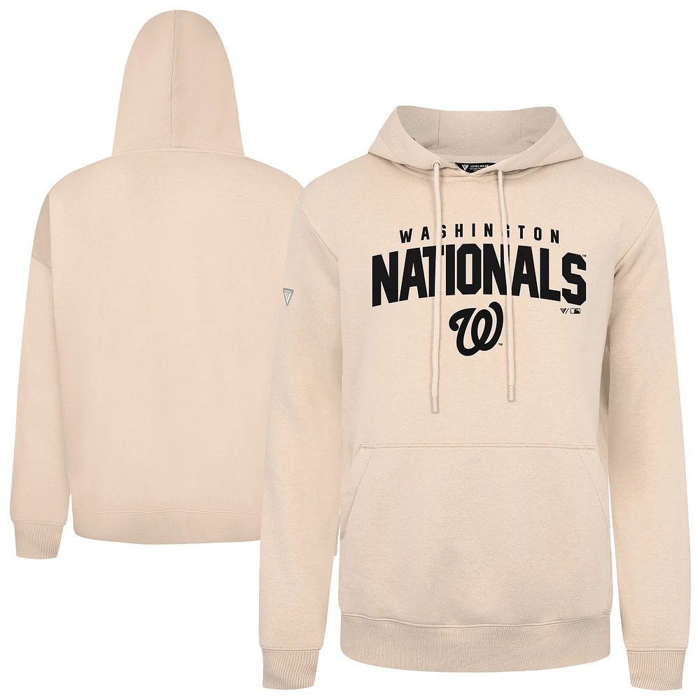 Men's Levelwear Khaki Washington Nationals Podium Team Arch Pullover Hoodie