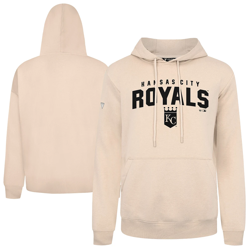 Men's Levelwear Khaki Kansas City Royals Podium Team Arch Pullover Hoodie