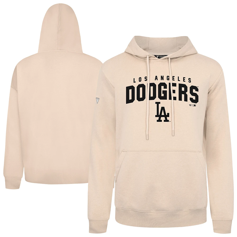 Men's Levelwear Khaki Los Angeles Dodgers Podium Team Arch Pullover Hoodie