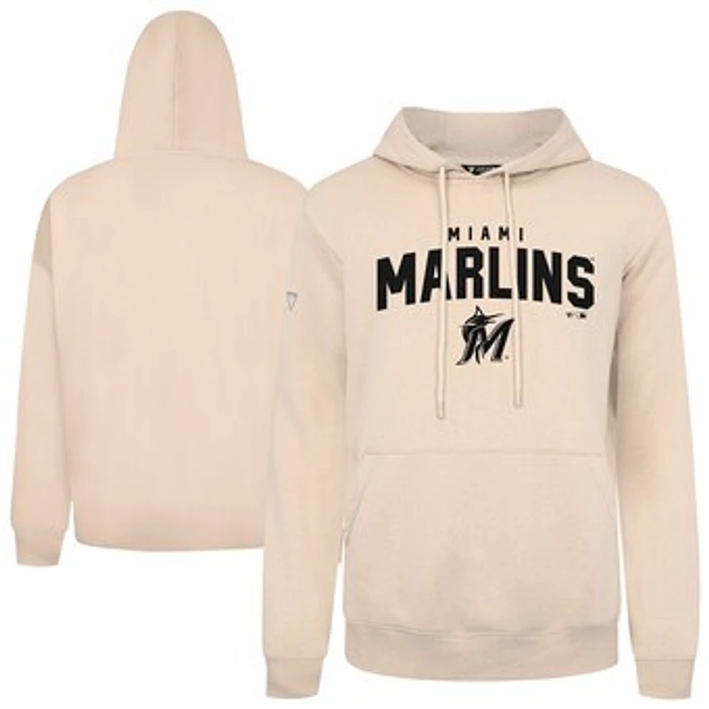 Men's Levelwear Khaki Miami Marlins Podium Team Arch Pullover Hoodie