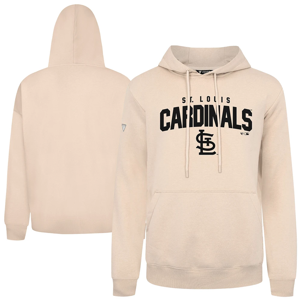 Men's Levelwear Khaki St. Louis Cardinals Podium Team Arch Pullover Hoodie