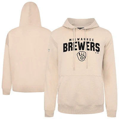 Men's Levelwear Khaki Milwaukee Brewers Podium Team Arch Pullover Hoodie
