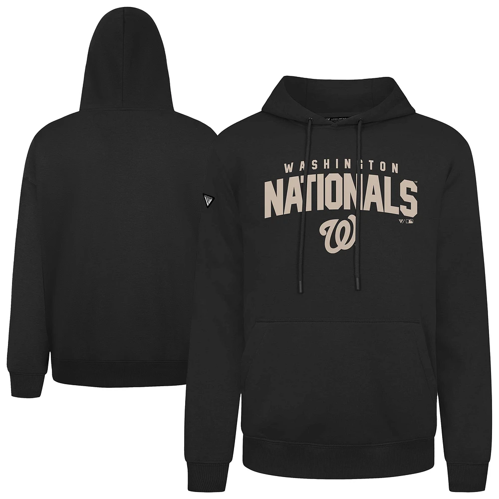 Men's Levelwear Black Washington Nationals Podium Team Arch Pullover Hoodie
