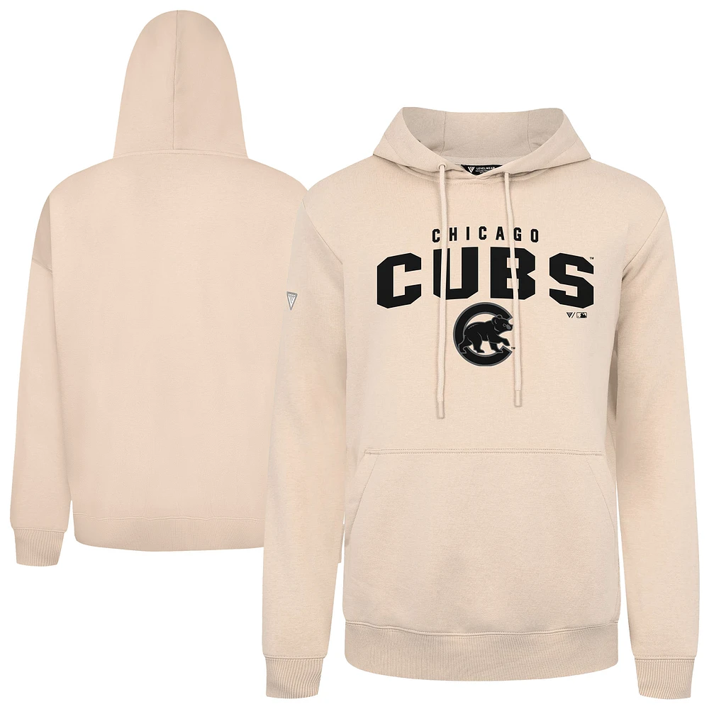 Men's Levelwear Khaki Chicago Cubs Podium Team Arch Pullover Hoodie