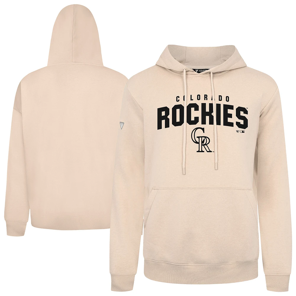 Men's Levelwear Khaki Colorado Rockies Podium Team Arch Pullover Hoodie