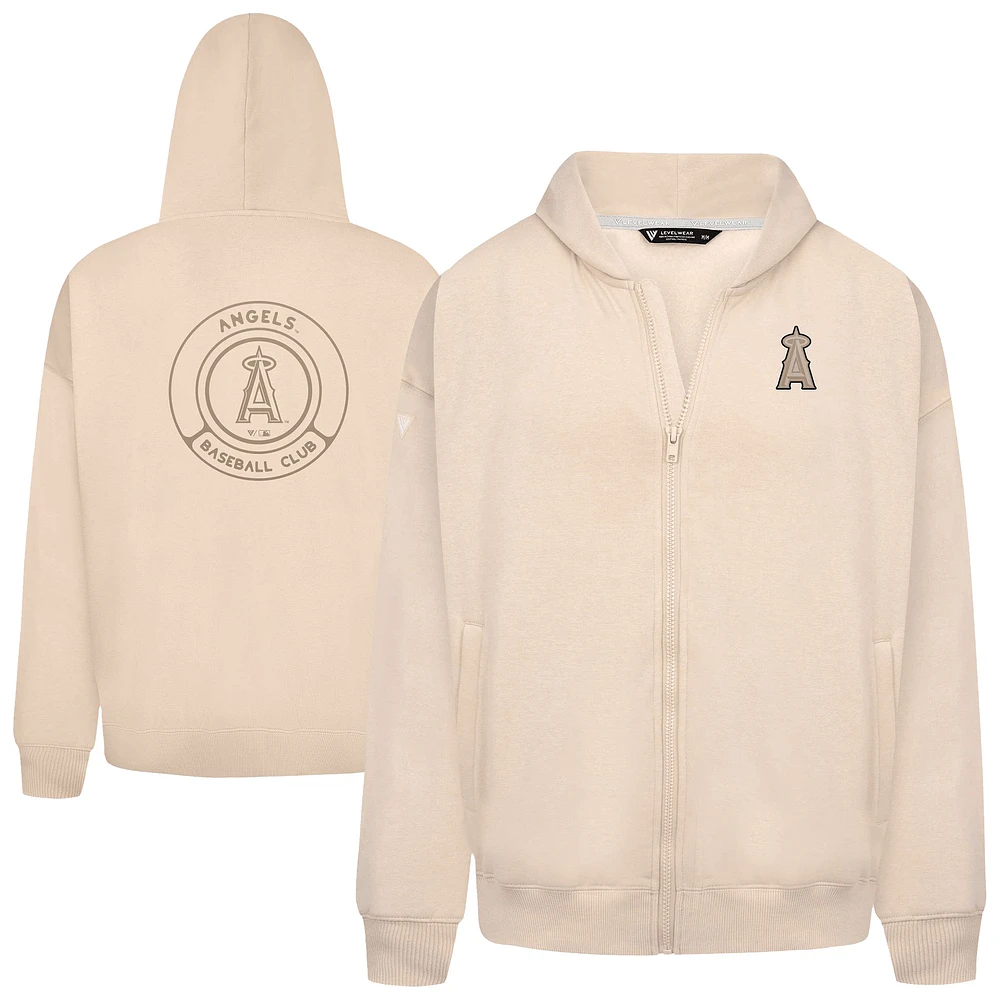 Men's Levelwear Khaki Los Angeles Angels Uphill Oversized Full-Zip Hoodie