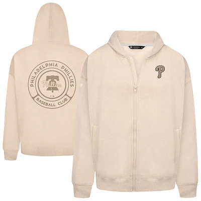 Men's Levelwear Khaki Philadelphia Phillies Uphill Oversized Full-Zip Hoodie